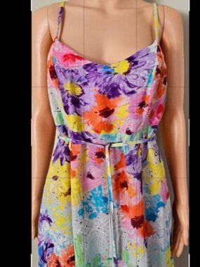 Jams World Hawaiian Floral Sleeveless Stripes Sundress Multicolor